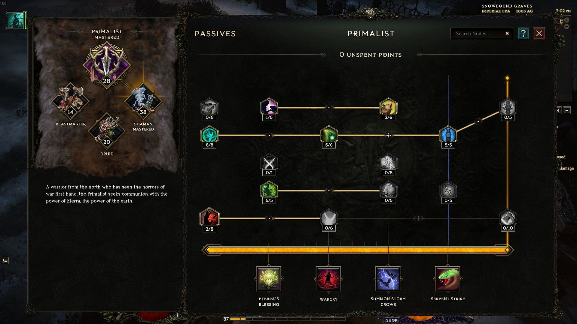 Early game passive tree for Primalist (Image via Eleventh Hour Games)